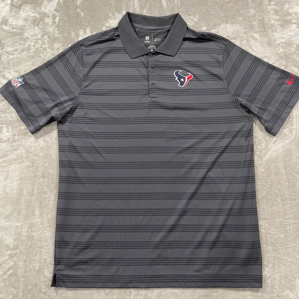 Nike Houston Texans Shirt Mens XL Gray Polo NFL Football On Field Apparel Coach